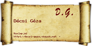 Décsi Géza névjegykártya