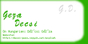 geza decsi business card